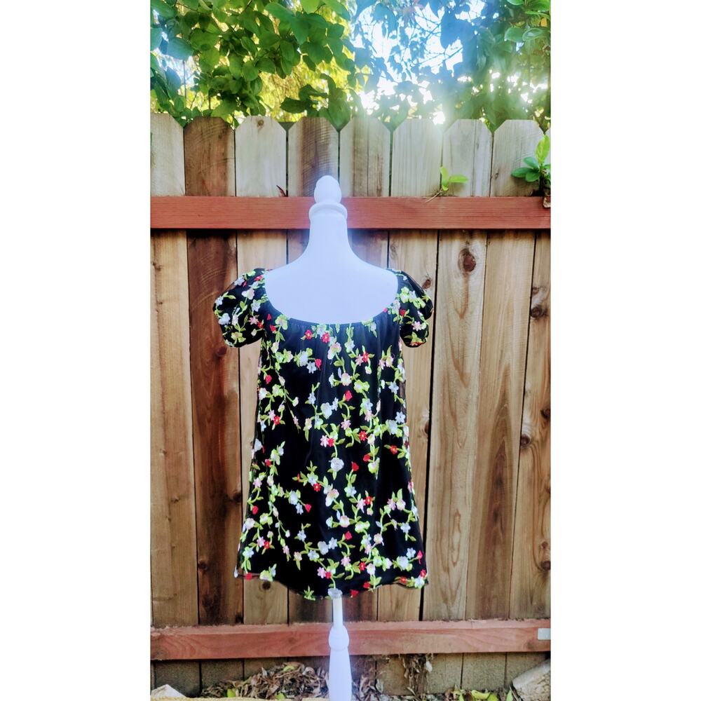 Urban Outfitters Floral Embroidered‎ Mesh Mini Babydoll Dress Fairy Coquette